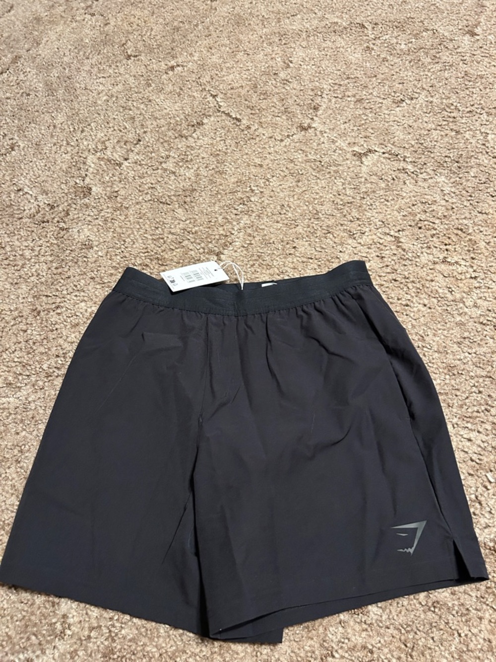 Men's Black Athletic Shorts with Reflective Logo
